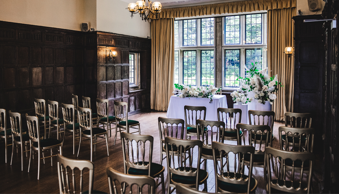 Ceremony set up in the Long Hall