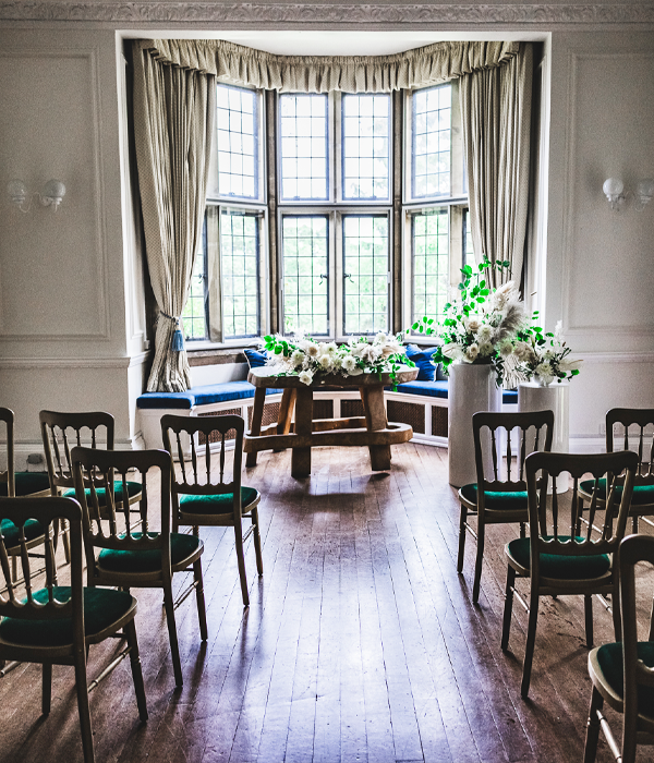 A wedding ceremony set up in our Congleton room.