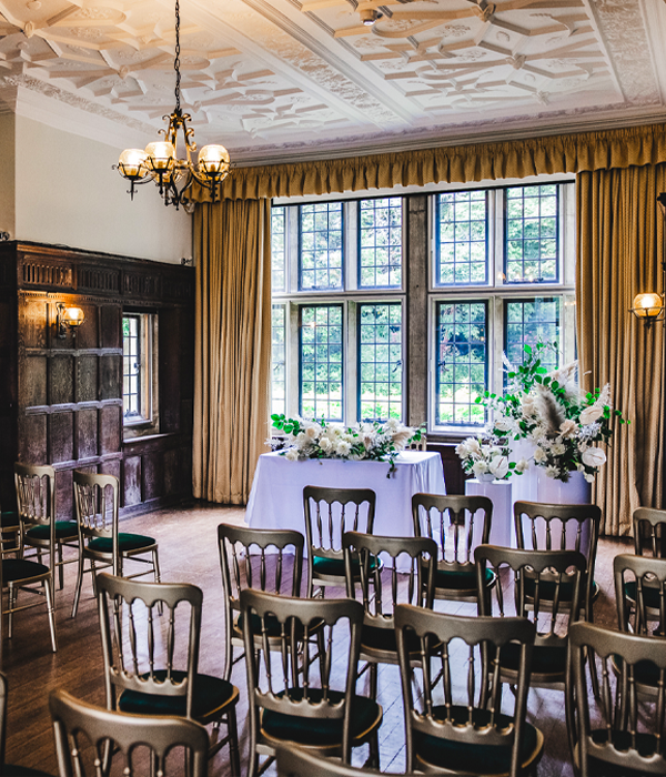 Ceremony set up in the Long Hall