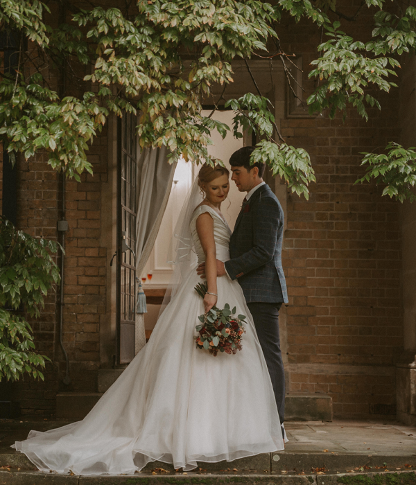 A bride and groom celebrating their wedding day.